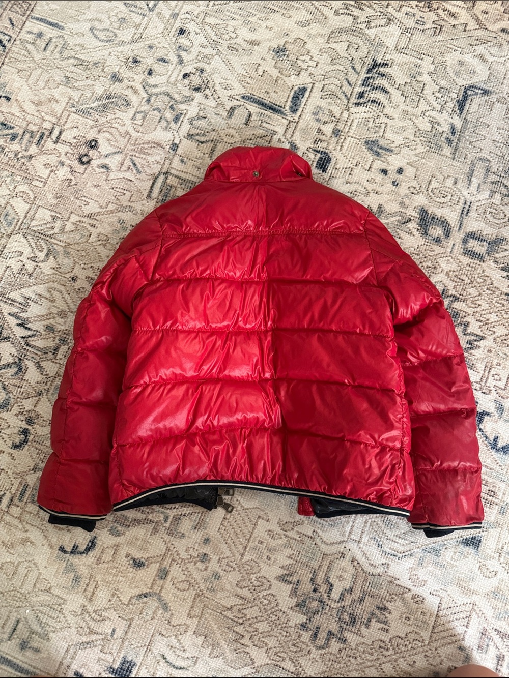 Moncler Boys 10 Shiny Red Puffer Jacket - Picture 8 of 12